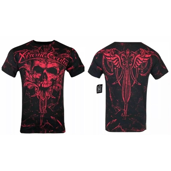 Xtreme Couture By Affliction Men's T-Shirt VICTORY Skull Biker MMA Black S-5XL - Picture 2 of 8